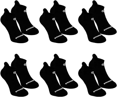 BRUBAKER Unisex Cushion Low Cut Socks - 6 Pairs - Black White - Size: US 6.5-8