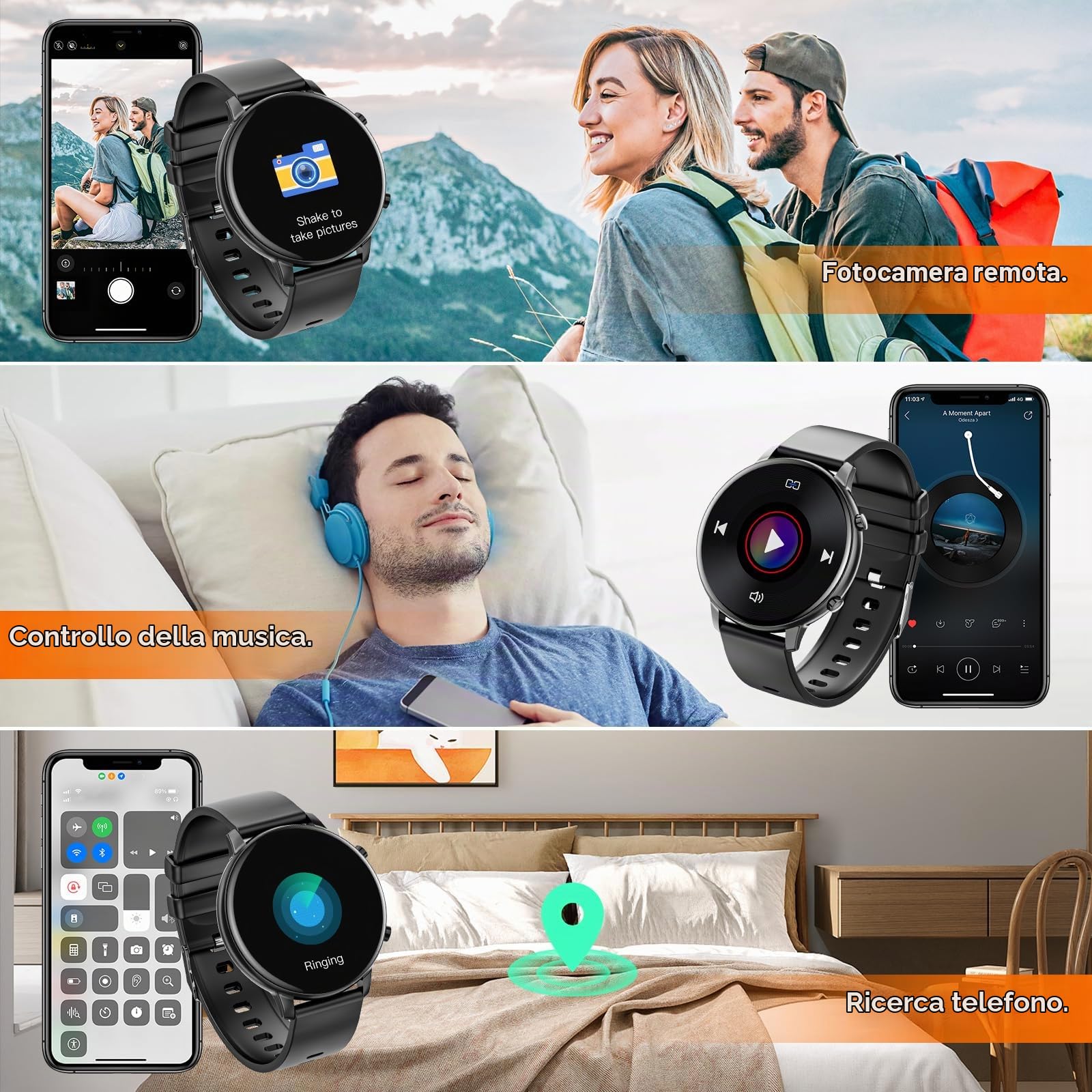 Hwagol Smart Watch (rispondere/effettuare chiamate), fitness tracker da 1,39 pollici, smartwatch con cardiofrequenzimetro/monitoraggio del sonno/contapassi/calorie, oltre 140 modalità sportive,