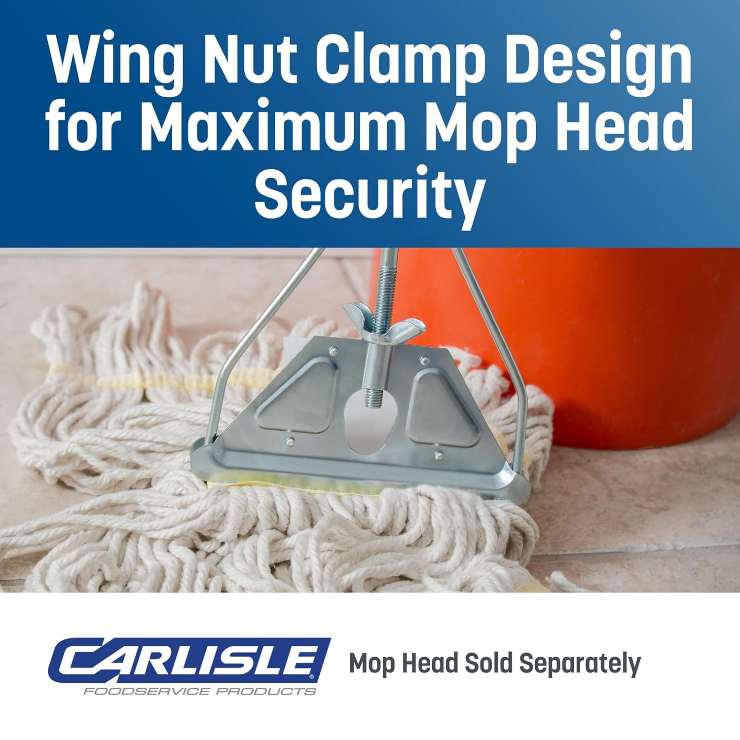 Carlisle FoodService Products 4034000 Wood Mop Handle with Metal Head, 1.13" Handle Diameter, 63" Length