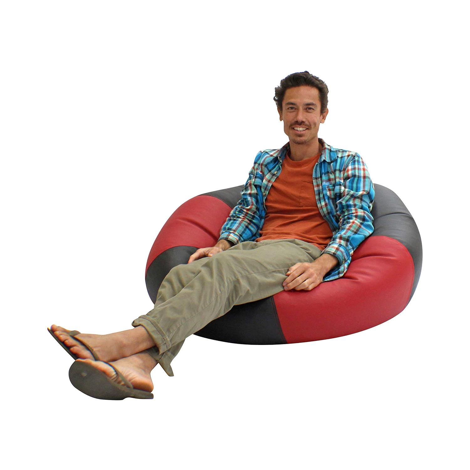 FDP SoftScape Classic 38" Collegiate Jumbo Bean Bag Chair, Furniture for Reading, Studying, Playing Video Games, Relaxing, Alternative Seating for Dorm or Rec Rooms, Homes, Libraries - Crimson/Black
