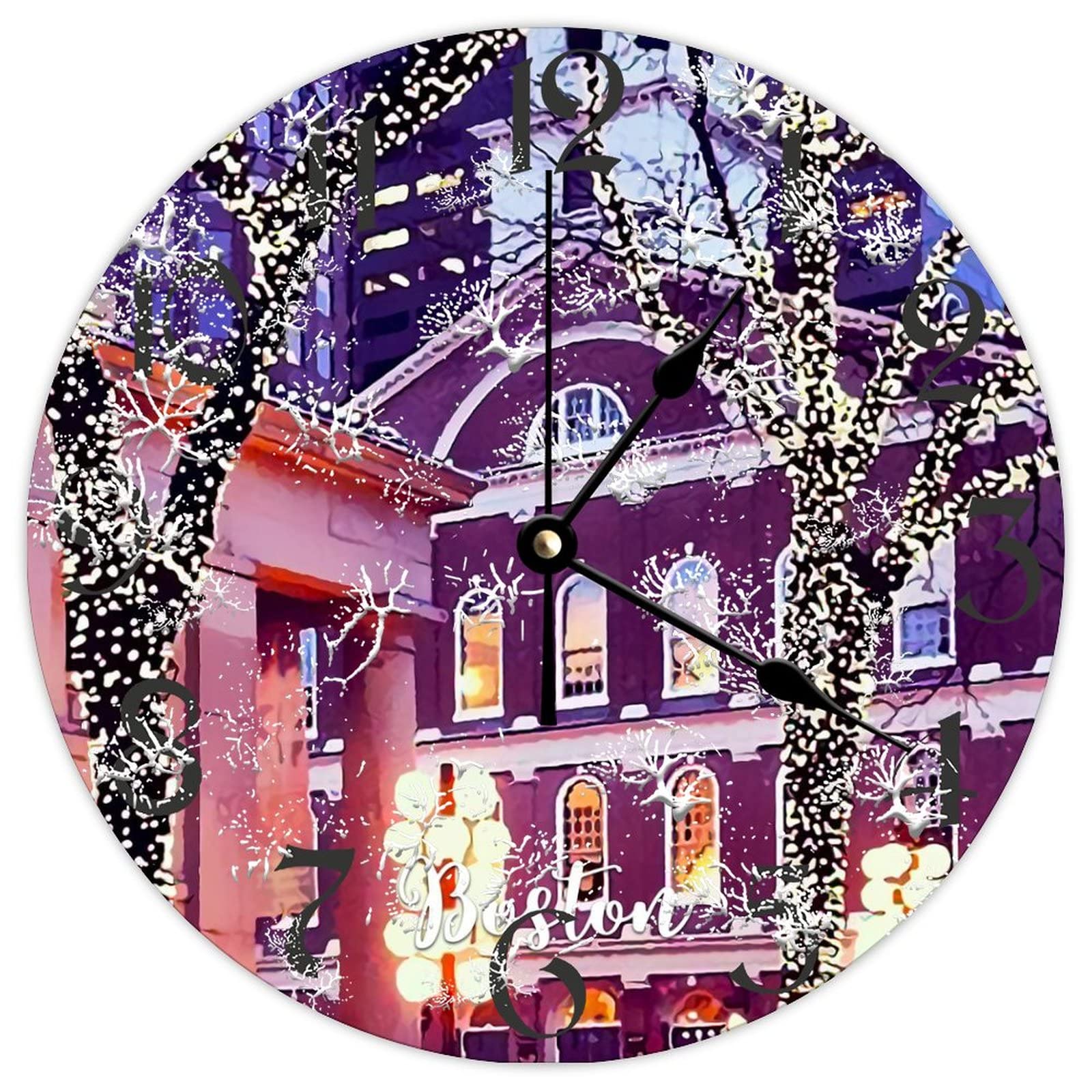 Horloge en bois Boston cadeau de Noël et anniversaire pour décoration rustique