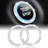 LivTee 2 Piezas Anillo Decorativo de Cristal Doble para Botón de Arranque de Auto, Accesorios Interiores para Mujer, Cubierta Adhesiva para Botón Push to Start, Calcomanías Automotrices, Blanco 1