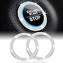 LivTee 2 PCS Crystal Double Rhinestone Car Engine Start Stop Decoration Ring, Bling Car Interior Accessories for Women, Push to Start Button Cover Sticker, Automotive Decals, White