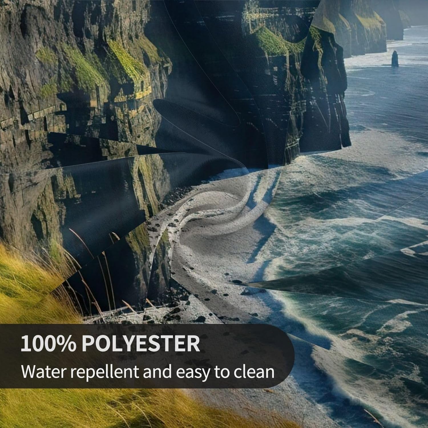 Ireland Outdoors County Clare The Cliffs Print Wrinkle Free Dining Table Cover for Birthday Party Farmhouse Tablecloths Up to 60 x 60 Inches