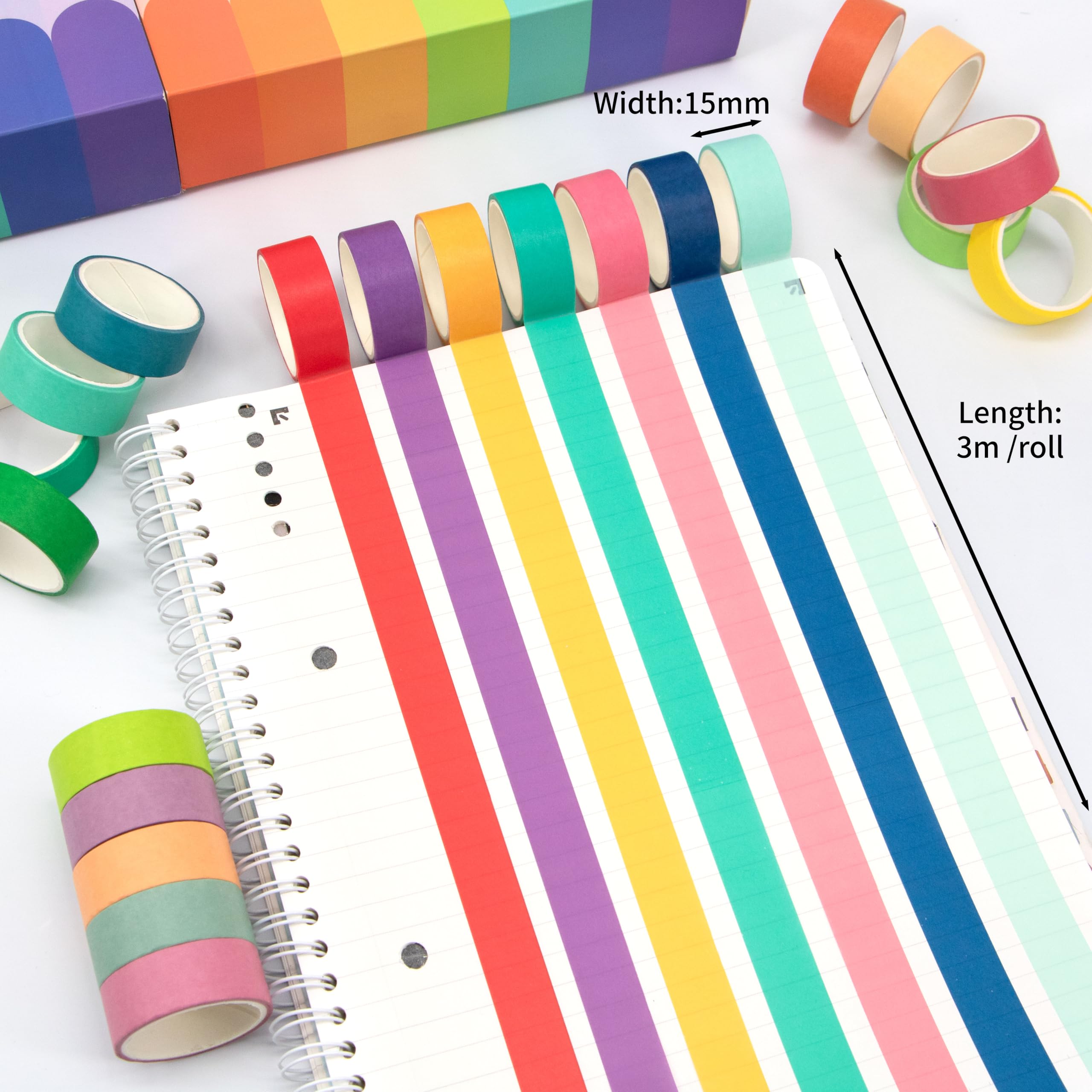 WAPETASHI Set di 30 rotoli di nastro washi, nastro decorativo, nastro colorato, nastro per scrapbooking, nastro per scrapbooking, diario, nastro washy, washy-tape
