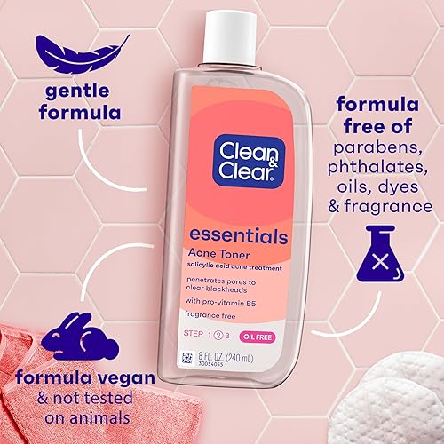 Miniatura 5 de Clean  Clear Essentials - Astringente facial de limpieza profunda sin aceite con 2 de ácido salicílico para todo tipo de piel para tratar y ayudar a