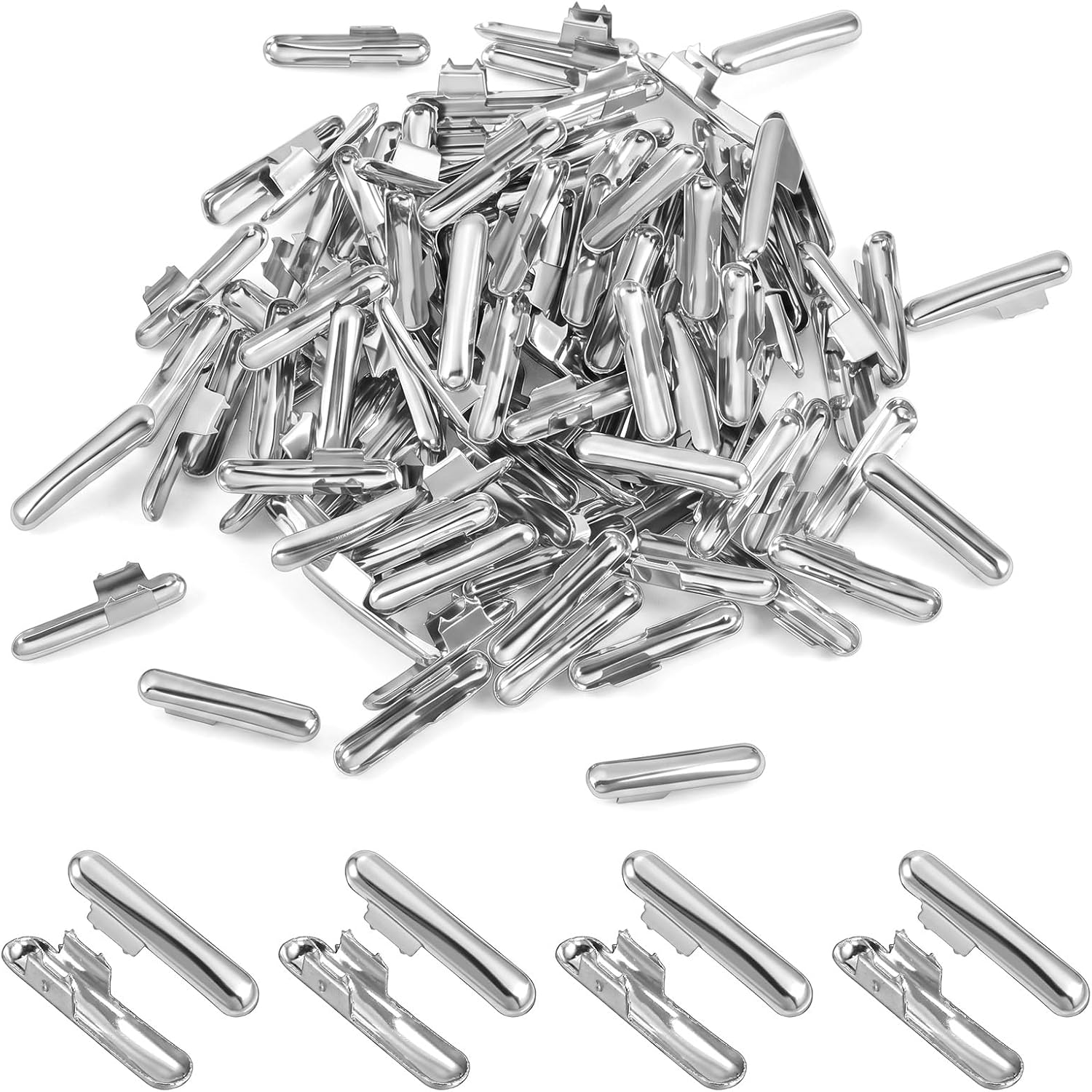 100PCS Aglets for Shoelaces, Metal Paracord End Caps Ends Half Cover,Shoe Lace End Caps for Elastic String Barbed Binding Webbing Hoodie Drawstring