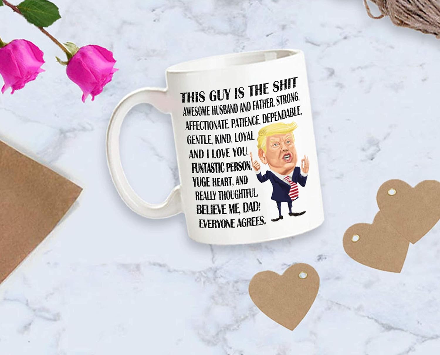 One-Day Sale: Up to 60% Off ZhuzhUp Funny Dad Mug - This Guy Is The Shit Awesome Husband and Father… Believe Me Donald Trump Dad Gifts for Birthday Anniversary Christmas From Wife Son and Daughter 11 oz Cup