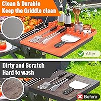 Vista 4 de Silicone Grill Mat Compatible with Blackstone, BBQ Griddle Tools Mat with Drip Pad, Spatula Mat for Outdoor Kitchen Counter, Gifts for Men (Orange)