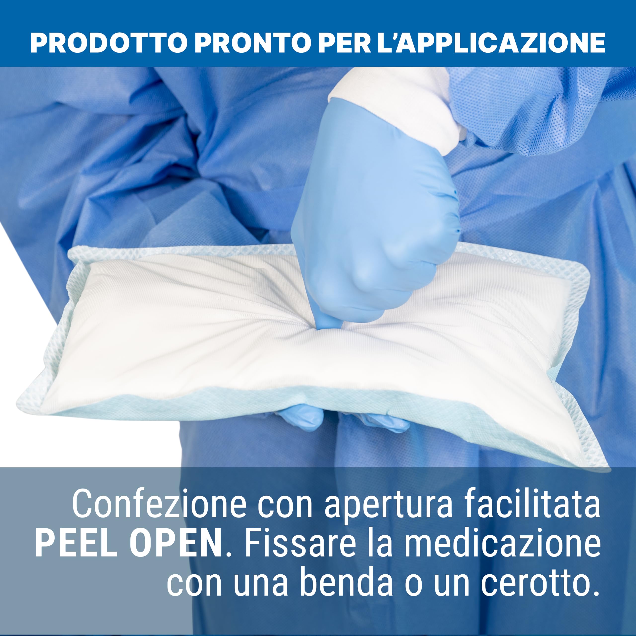 Medicazione Sterile Superassorbente - 20x30 cm - Ideale per Ferite Essudanti - Non Adesiva - Monouso - Morbida e Flessibile - Busta Singola da 1 Pezzo - Confezione da 20 Buste