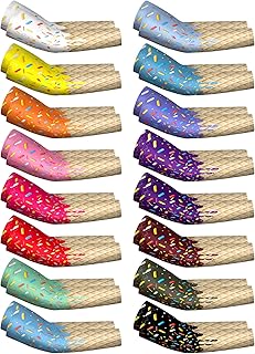 JaGely 16 Pairs Ice Cream Arm Sleeves for Kids UV Sun Protection Football Basketball Baseball Compression Long Sleeves Youth