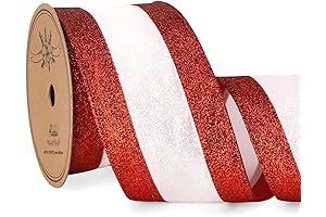 Red and White Christmas Ribbon: Ribbli 2.5 Inch Holiday Ribbon for Gift...
