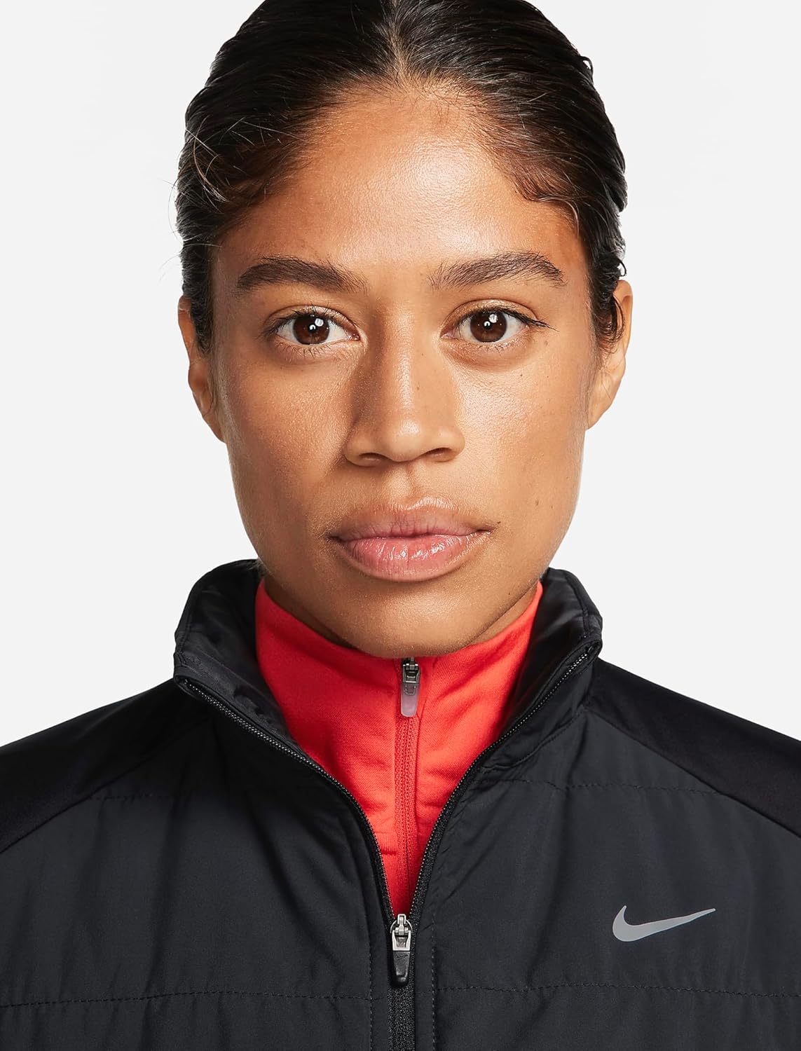 Nike Women's Therma-FIT Swift Women's Reflective Running Vest Loose Fit (US, Alpha, Medium, Regular, Regular, Black)