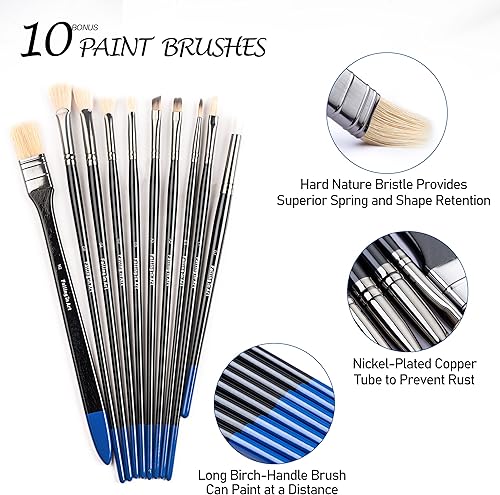 Miniatura 6 de Falling in Art Juego de pinceles de mango largo para gouache, pinceles de artista de cerdas de cerdo naturales, suministros de arte de pintura mixta