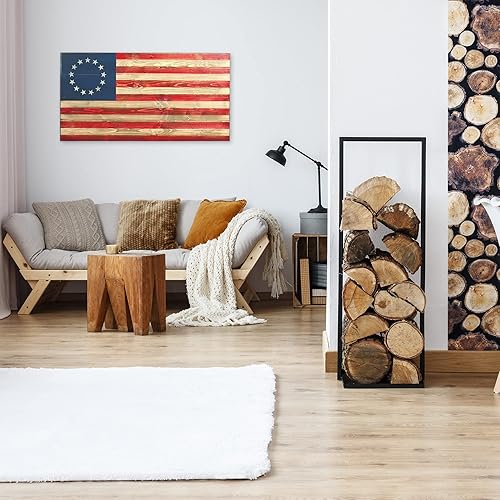 Miniatura 5 de Flags of Valor Decoración de pared con bandera estadounidense, Betsy Ross de madera de 13 estrellas, 16.5 pulgadas de alto x 32 pulgadas de ancho,