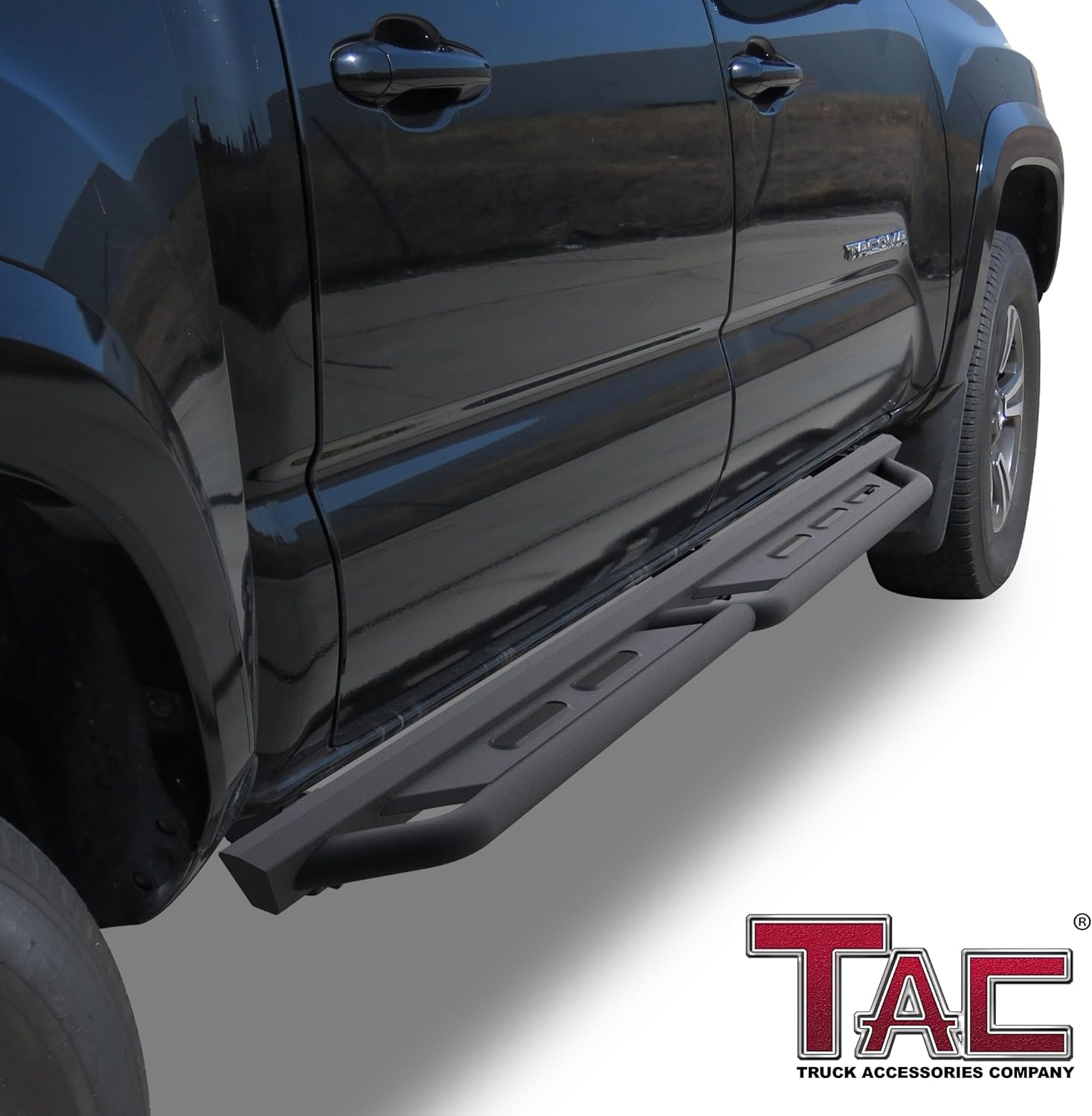 TAC Running Boards Compatible with 2005-2023 Toyota Tacoma Double Cab| Rocker Steps| Side Steps| Nerf Bars| Rocker Slider| Pickup Truck Exterior Accessories| Black (2pcs)
