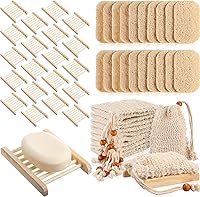 Vista 8 de Juego de accesorios de jabón que incluye jabonera de madera, jaboneras para bandeja de jabón de barra, bolsa de ahorro de jabón, bolsa de jabón