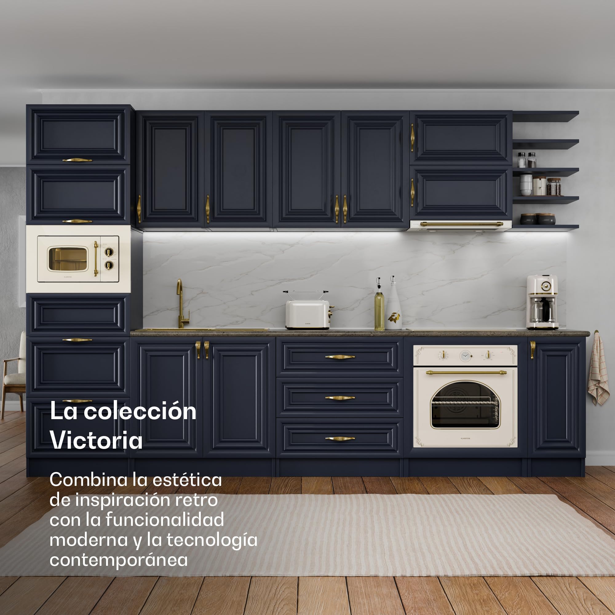 Klarstein Victoria Juego de Desayuno Esencial - Tostadora 2 Ranuras con 7 Niveles, Bandeja Recogemigas, Soporte Panecillos, 1.7L Hervidor Agua Eléctrico con Filtro Antical, Apagado Automático, Cream
