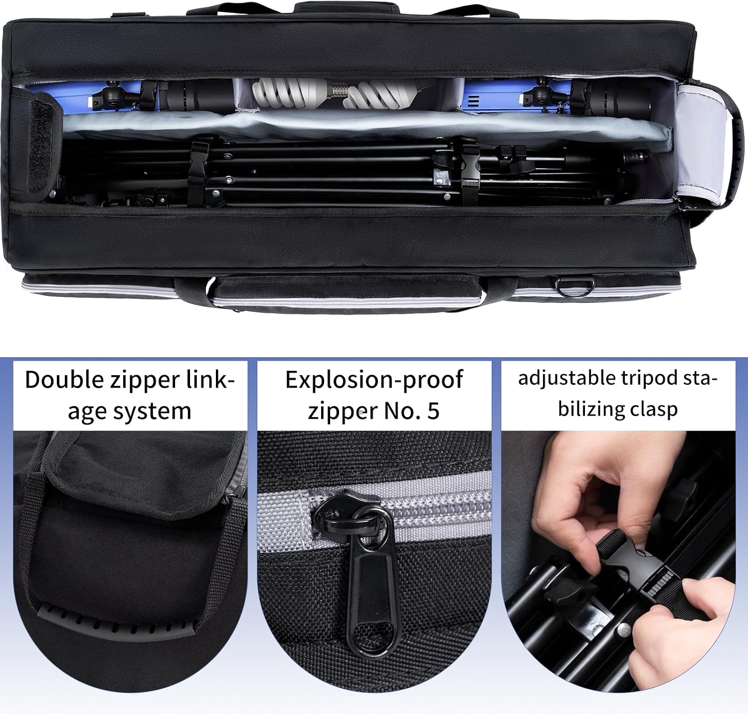 IBVIVIC Tripod Bag, 30.7" Heavy Duty Tripod Carrying Case with Padded Divider Light Stand Bag Dual Zipper Photo Studio Equipment Large Carrying Bag for Monopods, Mic Stand, Tent Pole, Boom Stands