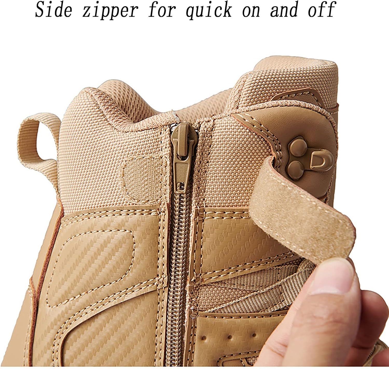 CLSQLXYJZC Men's High-top Outdoor Desert Tactical Boots, Durable Rubber Cushioning Outsole Tactical Shoes, Comfort Breathable Side Zipper Durable Military Boots