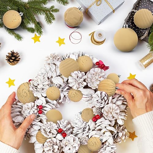 Miniatura 20 de Suzile 18 adornos de terciopelo para árbol de Navidad, bolas de Navidad, bolas de Navidad, adornos colgantes de vacaciones para árbol de Navidad