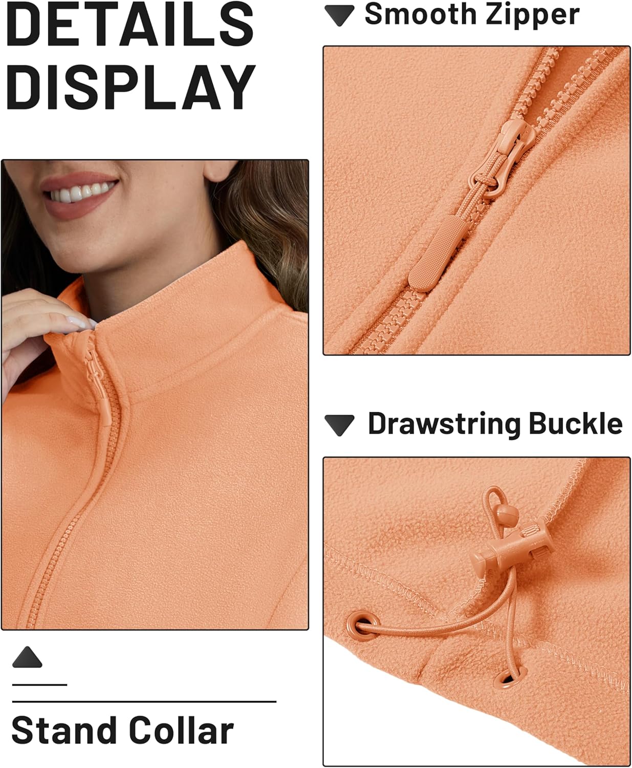 TACVASEN Women's Soft Fleece Jacket Lightweight Full Zip Sweatshirts Coat Casual Winter Warm Sweaters with Pockets - Image 3