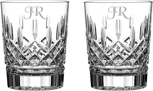 Waterford Lismore - Juego de 2 vasos personalizados de cristal de corte para whisky, whisky, whisky, whisky, bourbon, cócteles y más