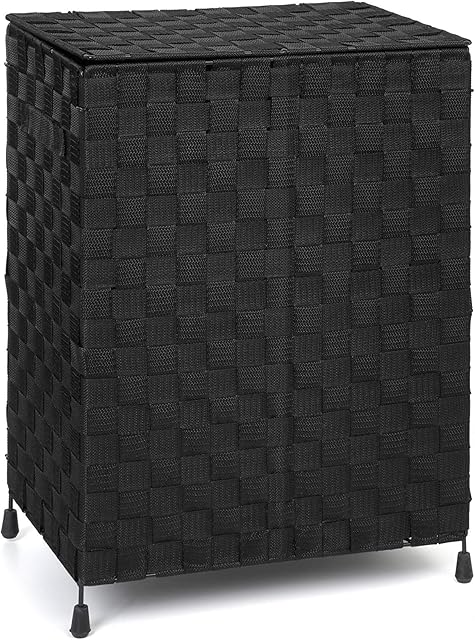 ARPAN Laundry Basket Hamper Washing Bin with Lid & Insert Handle for Easy Carrying Convenient Storage Organizer Box for Clothes, Toys (Black)