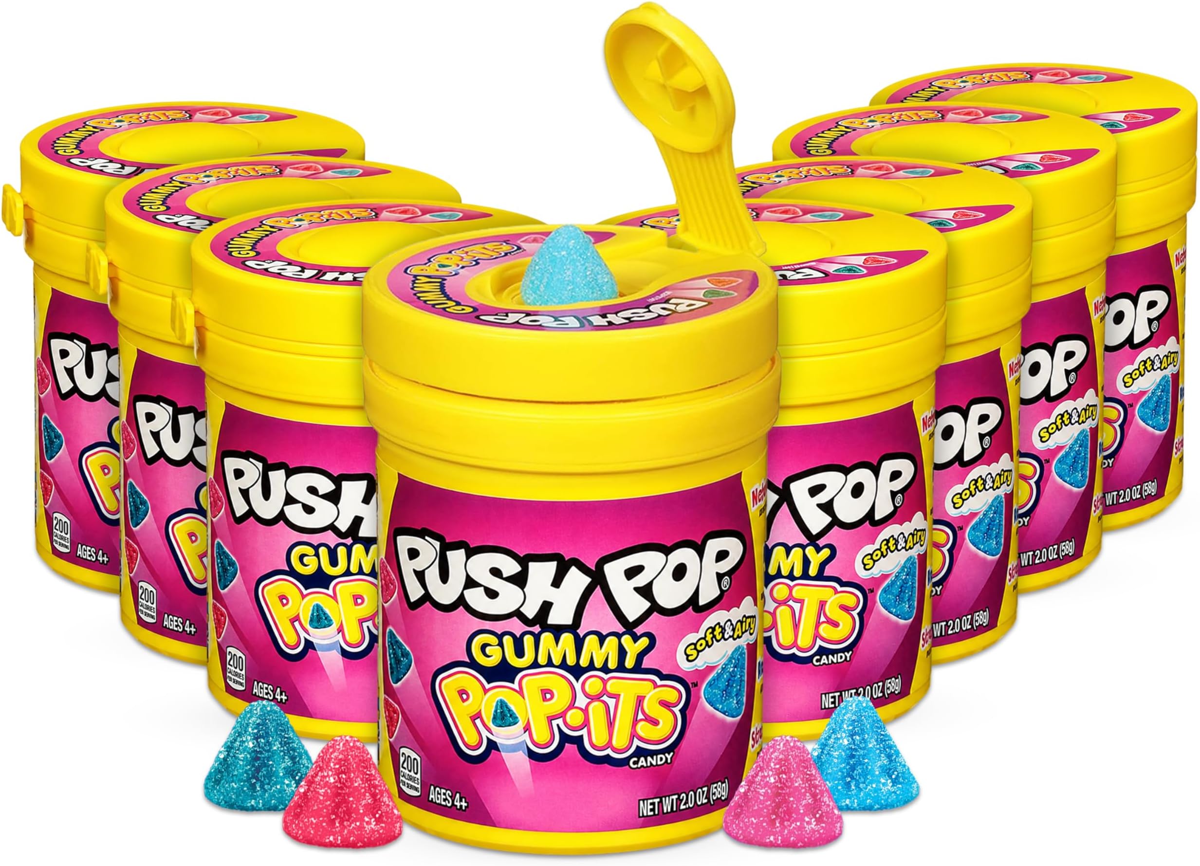 Push Pop Pop-Its Candy Gummies, 8 Ct Individually Wrapped Gummies in Assorted Fruity Flavors, Full Size Fun Chewy Candy For Party Favors, Birthday Parties, Goodie Bags, Fun Gifts For Kids