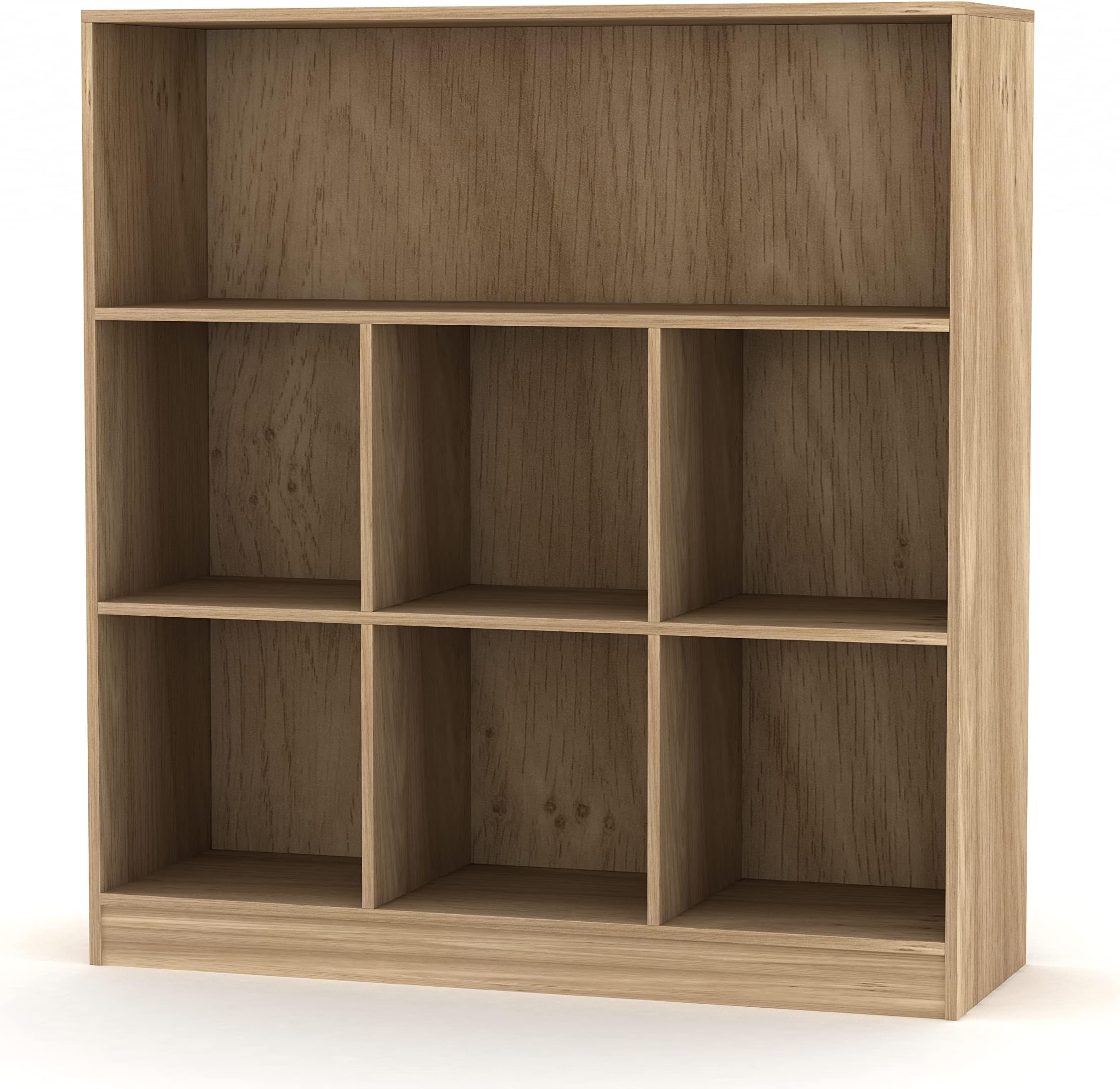 Oak 7 Cube Wooden Bookcase Storage Unit (Wide), (WIA24)