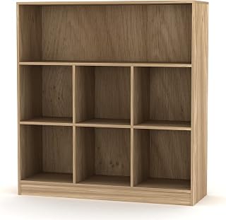 URBNLIVING Oak 7 Cube Wooden Bookcase Storage Unit (Wide), (WIA24)