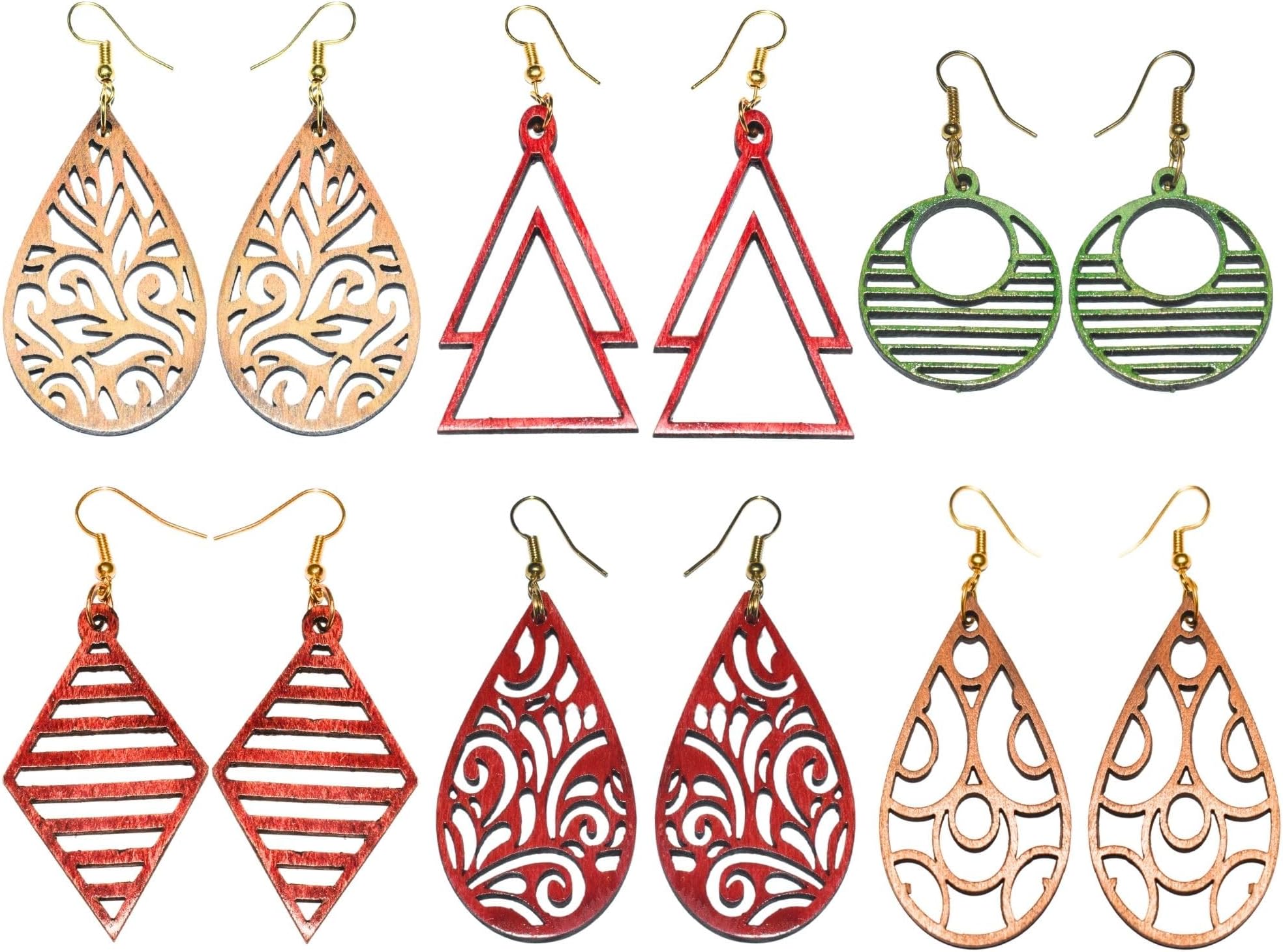 Naaz Wood Art Wooden Earrings for Women โ Handcrafted, Lightweight, Eco-Friendly Jewelry