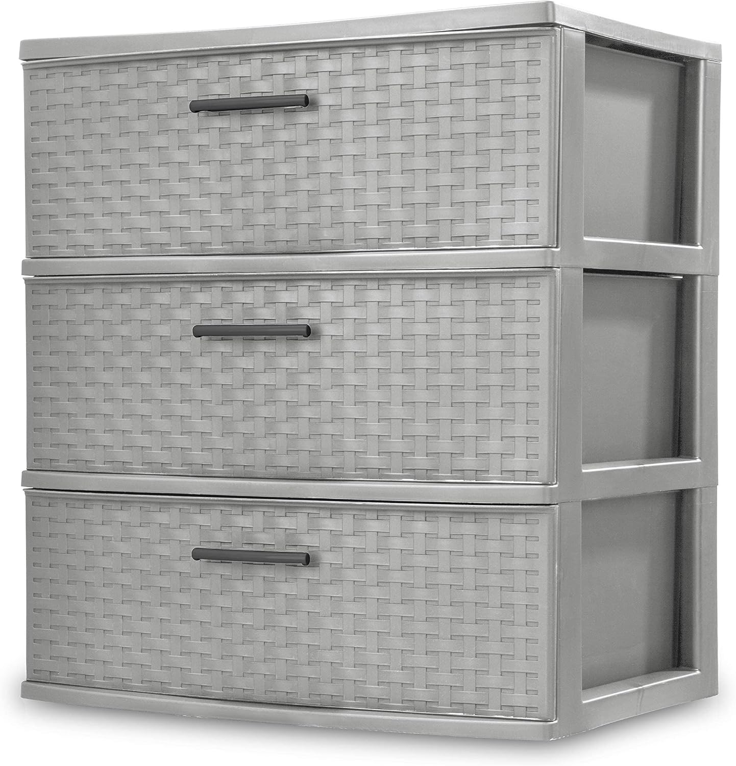 Sterilite 3 Drawers Wide Weave Tower Plastic Storage Organization- White (White) (Wide Drawer) (White)