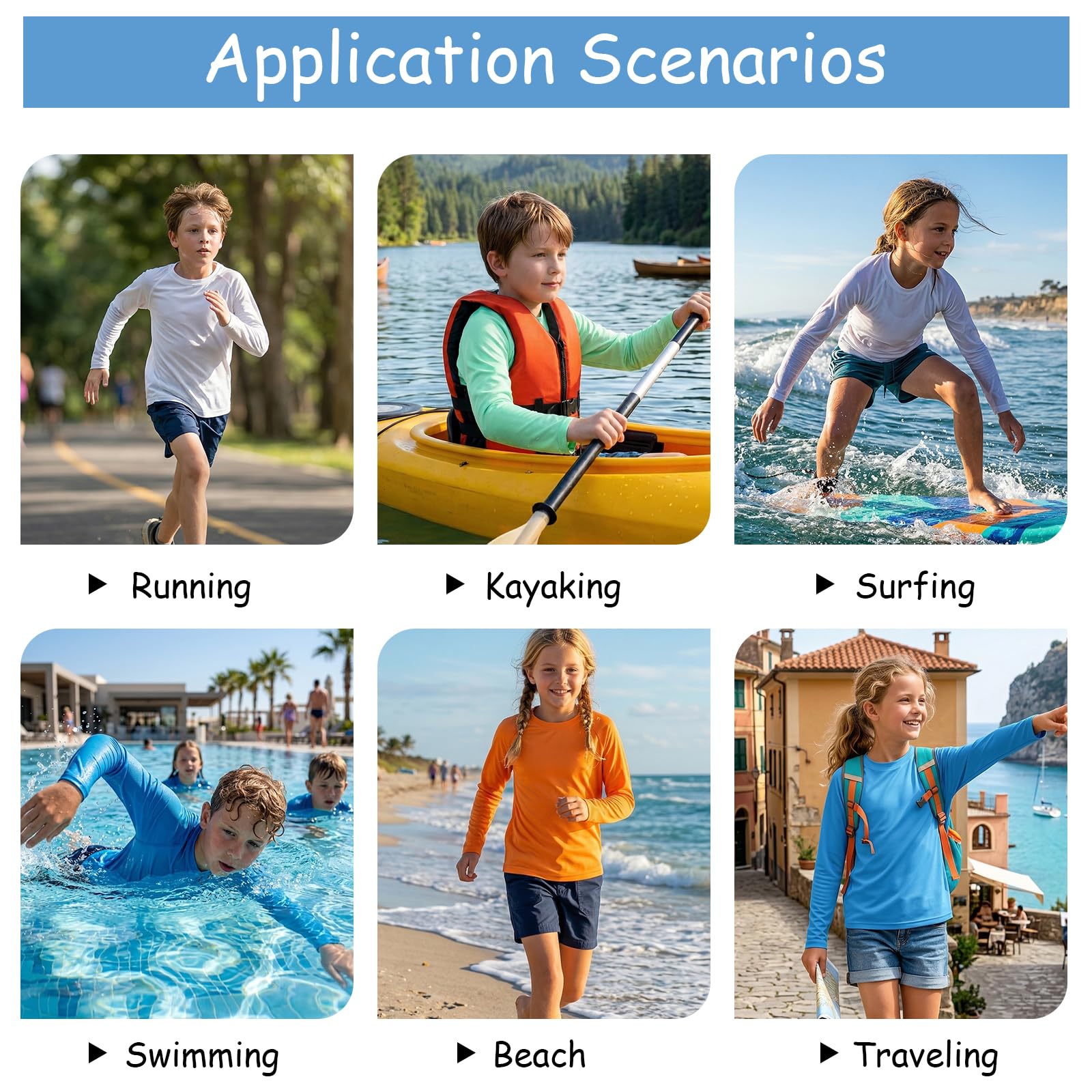 HYCOPROT UPF 50+ Maglietta UV per Bambini a Maniche Lunghe Asciugatura Rapida Maglietta da Bagno, Nuoto Rash Guard Top Traspirante per Ragazzi 5-14 Anni per Sport Acquatici e attività All'Aperto