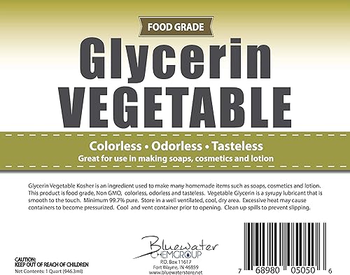Miniatura 6 de Glicerina vegetal – 1 cuarto de galón (32 onzas) – Todo natural, grado USP – Glicerina líquida de grado alimenticio