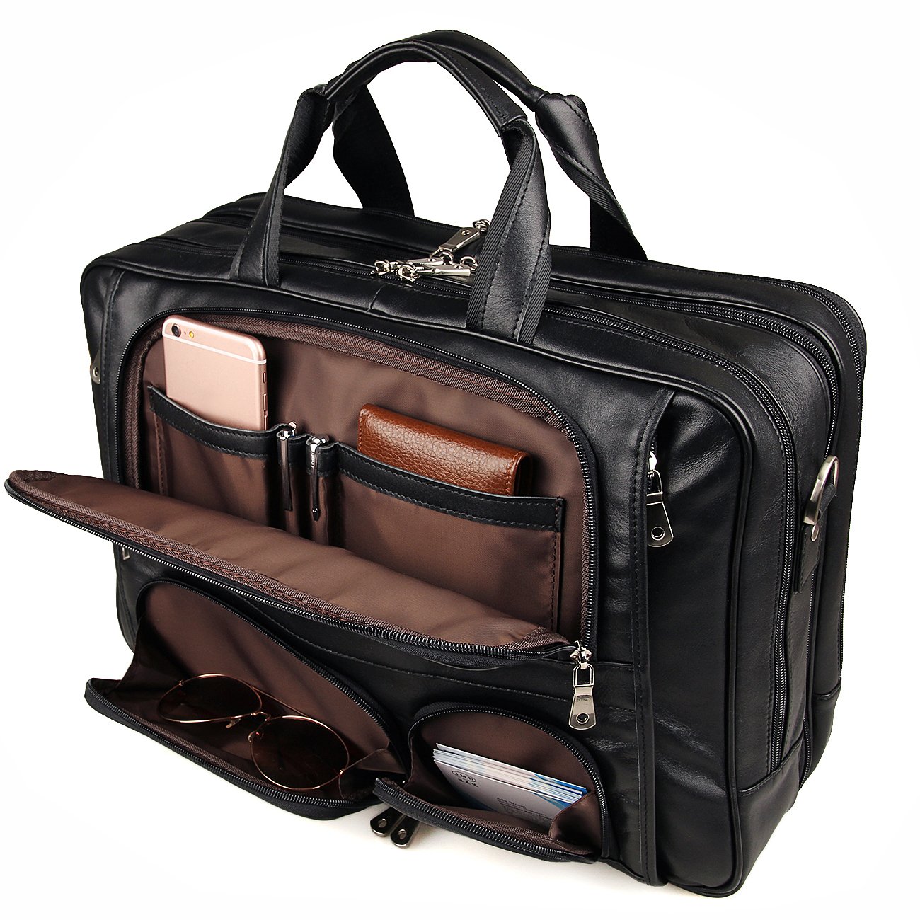 Augus Business Travel Briefcase Genuine Leather Duffel Bags for Men