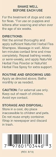 Miniatura 10 de NaturVet Champú Herbal Flea Pet con aceites esenciales – Ayuda a repeler pulgas, insectos – Champú desodorante para perros – Incluye romero, cedro