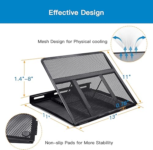 Miniatura 3 de HUANUO Soporte elevador ajustable para laptop para escritorio, se adapta a portátiles de hasta 15.6 pulgadas, soporte de refrigeración para laptop