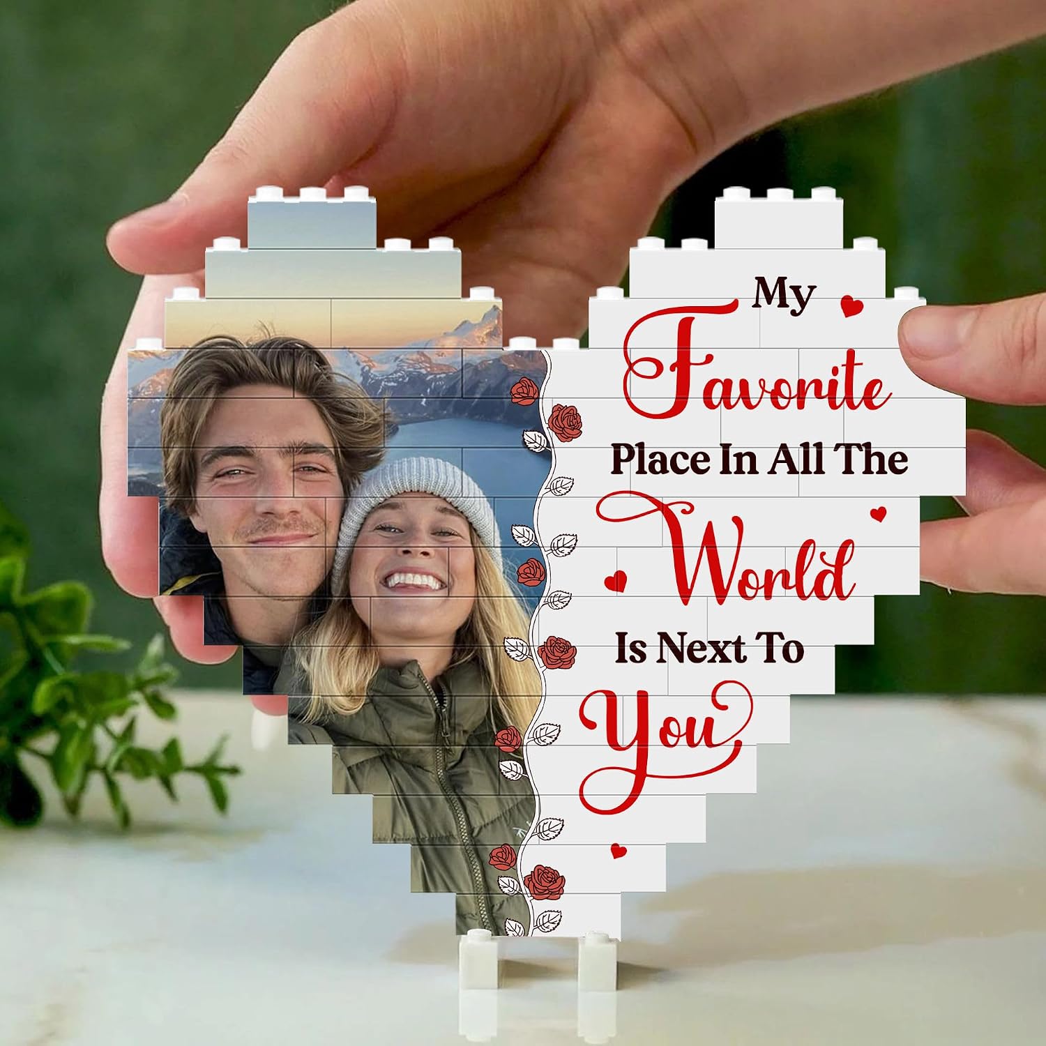 Gossby Personalized Photo Building Block - Love You Forever - Custom Couple Gift for Husband, Boyfriend, Girlfriend, Wife - Anniversary, Valentines Day, Birthday Gift for Him Her