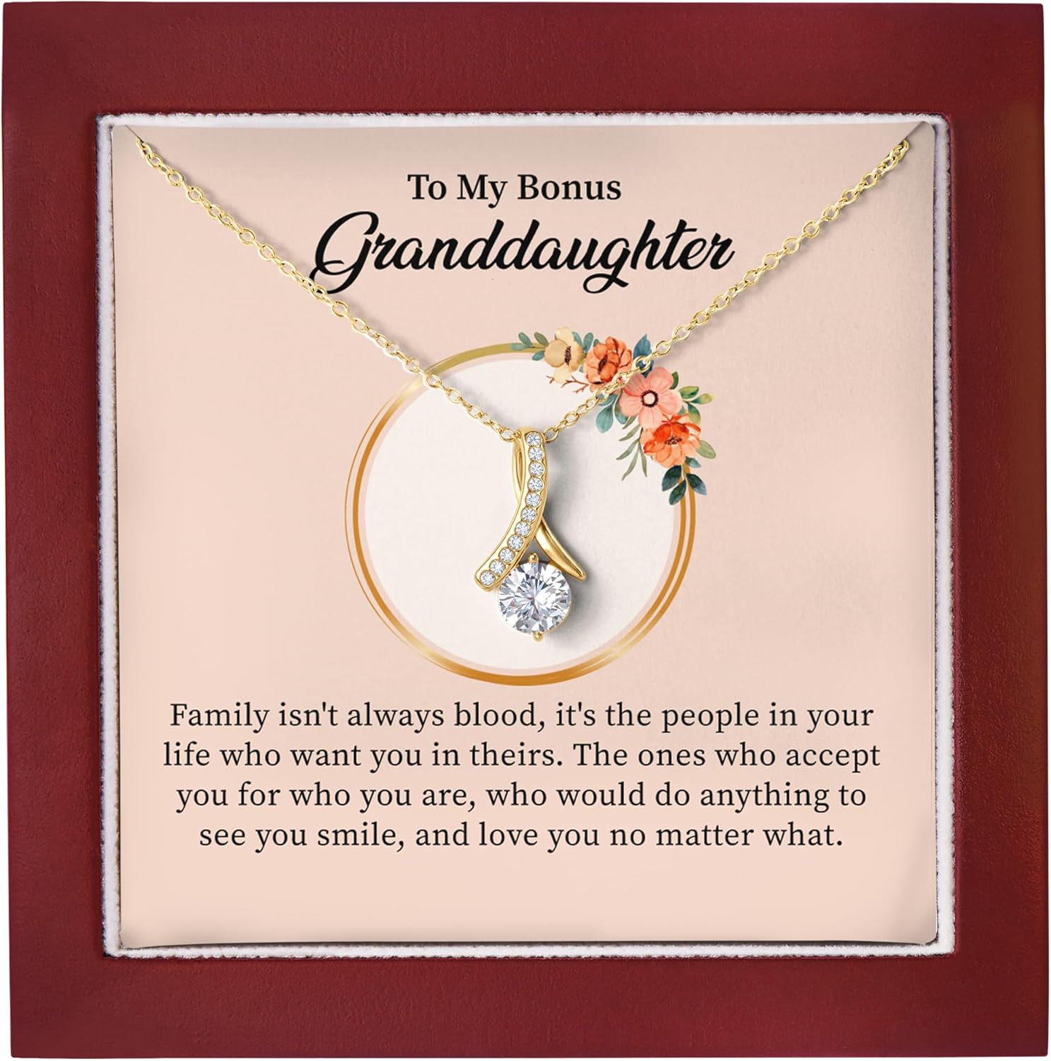 Granddaughter Gifts From Grandma and Grandpa, Granddaughter birthday Card Gifts To My Granddaughter Graduation Pendant Jewelry with Message Card and Gift Box, Confirmation Gifts For Teenage Girl, Alluring Beauty Necklace For Granddaughter.