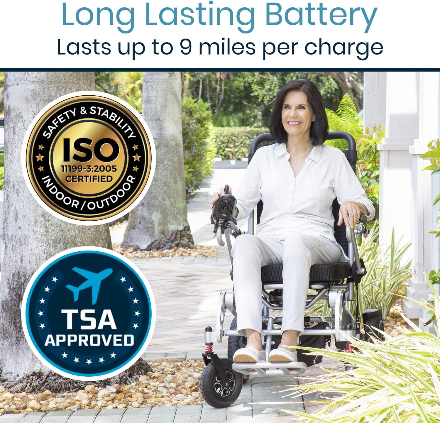 Vive Electric Wheelchair for Adults - Foldable Scooter Wheelchair - Accessories, Folding Power, Motorized, All Terrain Transport Travel Mobility Aid, Lightweight, Compact Heavy Duty, Premium Quality : Health & Household