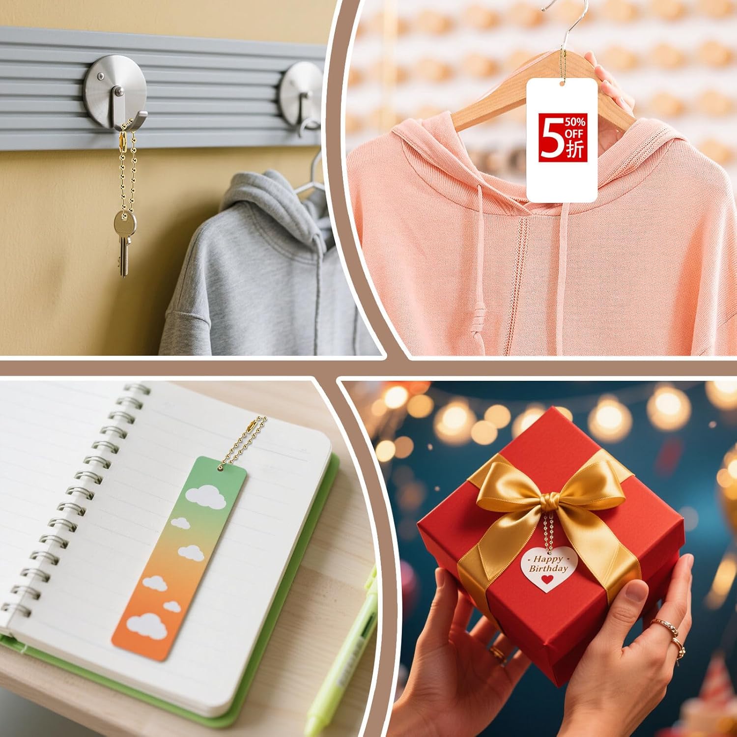 300 Pcs Gold Ball Chain Bulk,Metal Bead Chain,Keychain Chains,Gold Nickel Plated Metal 3.9" Long 2.4mm Ball Bead Chains,for Hanging Christmas Decoration - Image 5