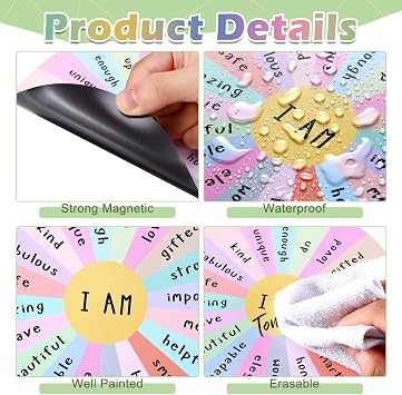 Kanayu 4 Pcs Feelings Wheel Magnet Fridge Large 7 Inch Magnetic Emotion Wheel Magnet Mental Feeling Chart for School Counselor Social Worker Counseling Office Decor(Classic)