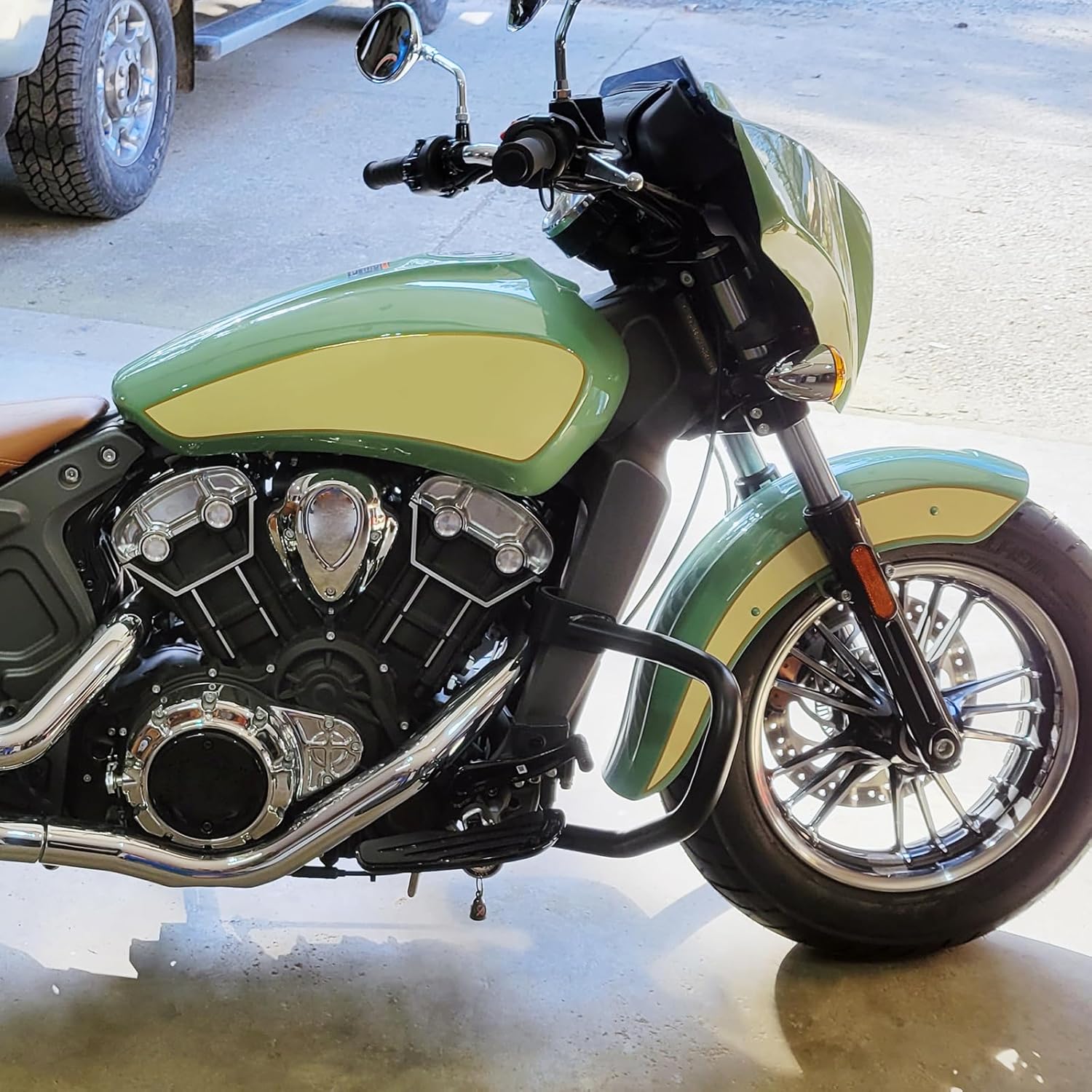 Motorcycle Engine Guard Highway Crash Bar Bumper Frame Falling Protector Fit for Indian Scout Sixty Bobber Twenty Rogue 2015-2023 (Black)