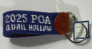 2025 Pga Championship Keychain Quail Hollow golf Leather & needlepoint navy new