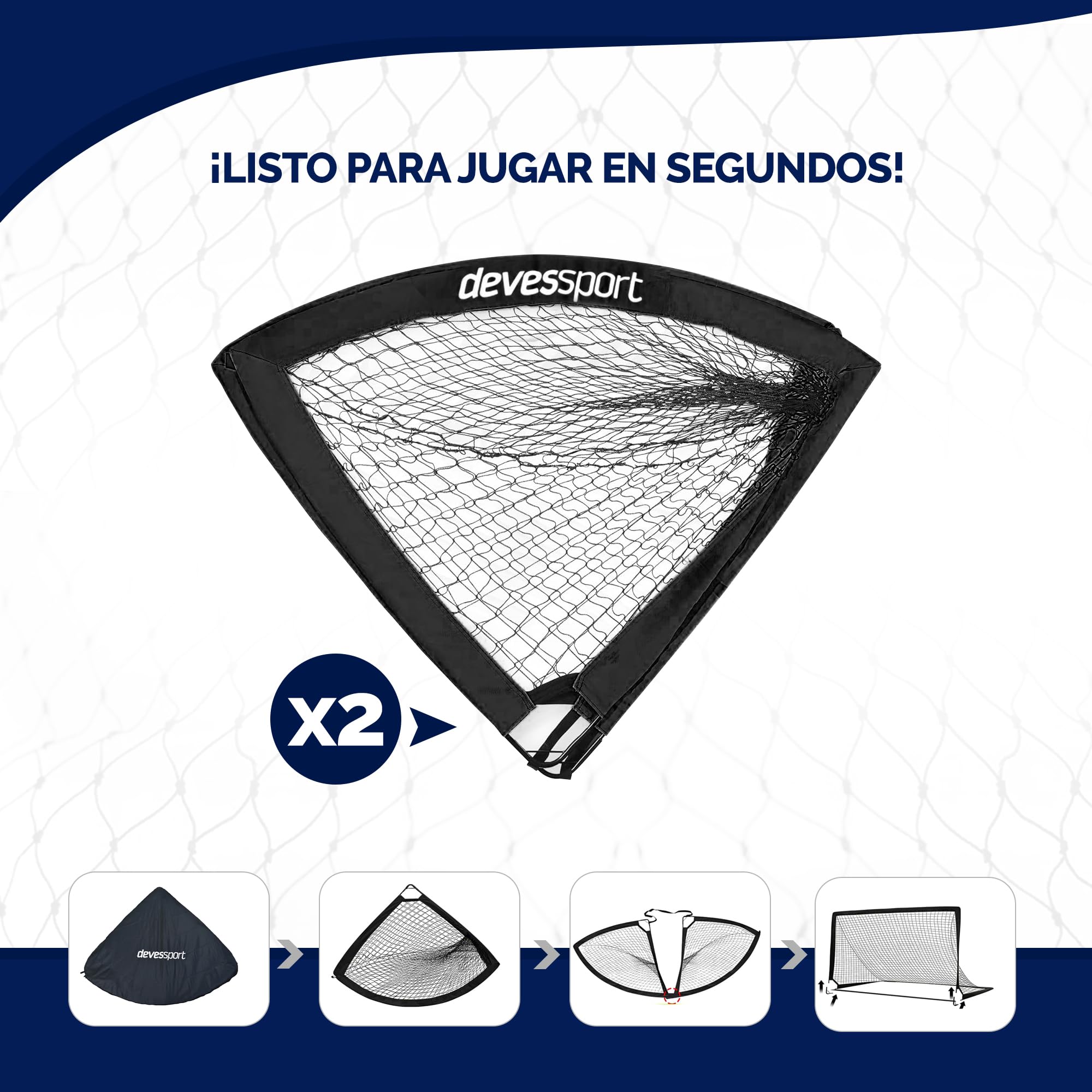 DEVESSPORT 2 Porterías Fútbol Niños | Porterías de Fútbol para Niños Exterior e Interior | Porterías Infantil Plegable y Resistente | Porterías de Fútbol para Niños Fácilmente Trasnportable