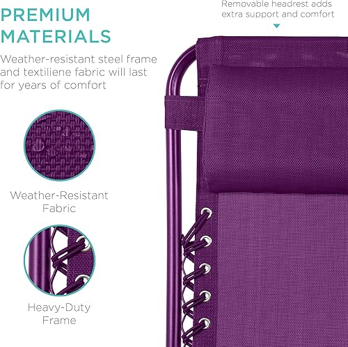 Miniatura 86 de Best Choice Products Juego de 2 sillas reclinables ajustables de malla de acero con gravedad cero con almohadas y bandejas portavasos, color arena