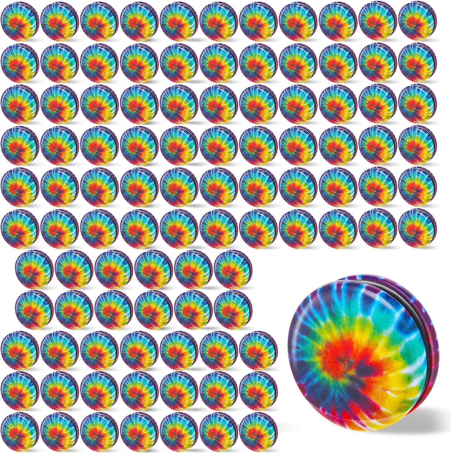 Lenwen 50 Pcs Rainbow Yoyos Beginners Metal Yo Yo with Colorful Designs Adults Birthday Party Favors, Holiday Stocking Fillers, Classroom Prizes (Rainbow)