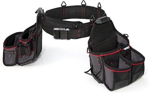 Miniatura 3 de Juego de 3 piezas de cinturón de herramientas y bolsa de trabajo, cinturón acolchado, 34 compartimentos de almacenamiento, bolsas de liberación