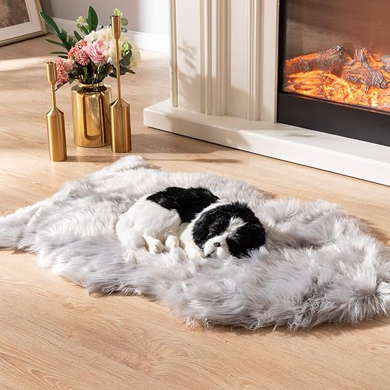 Asrug Faux Fur Dog Bed Rug Plush and Fluffy Dog Mat Ultra